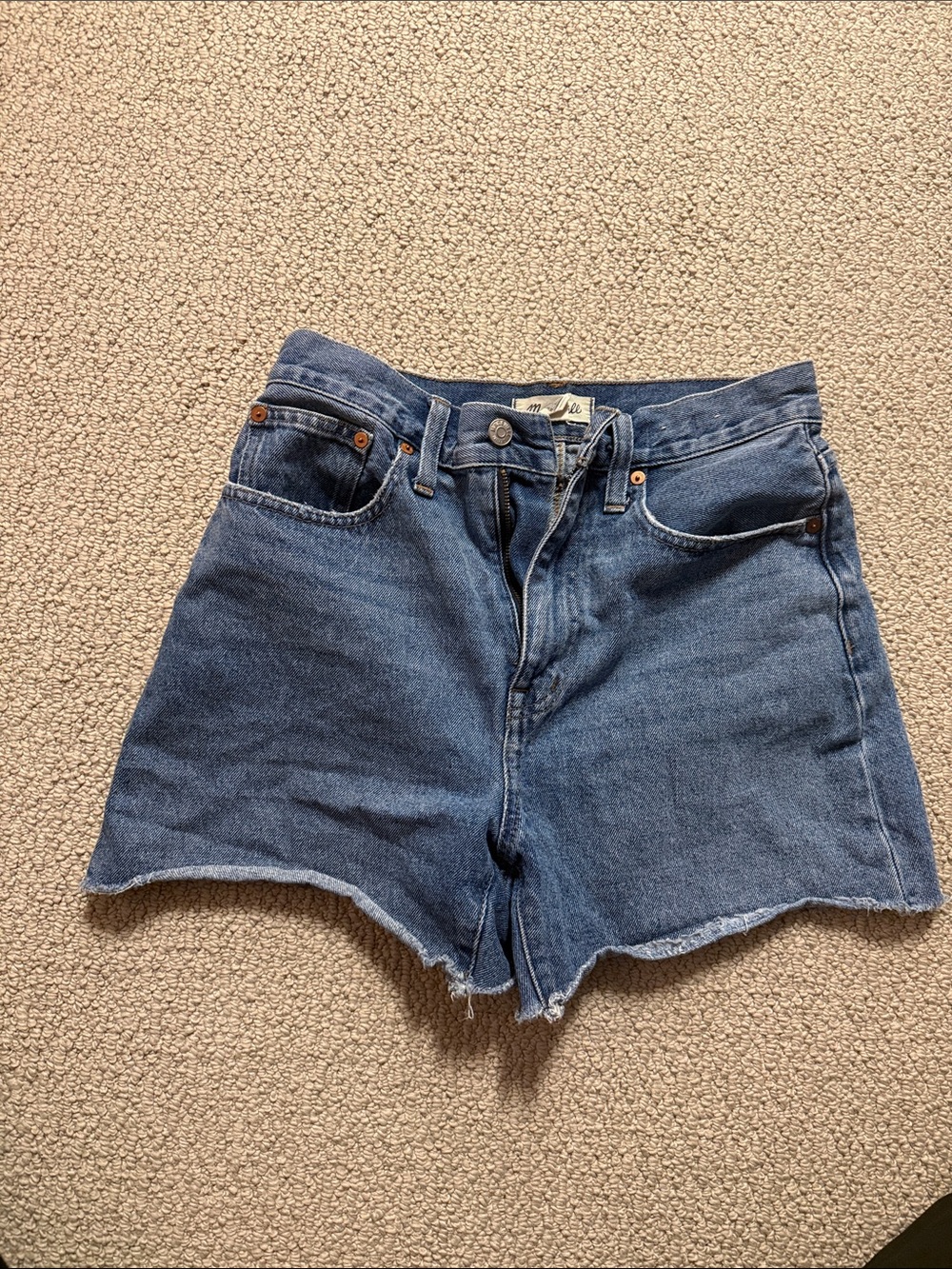 Madewell Medium Blue High-Rise Denim Cutoff Shorts